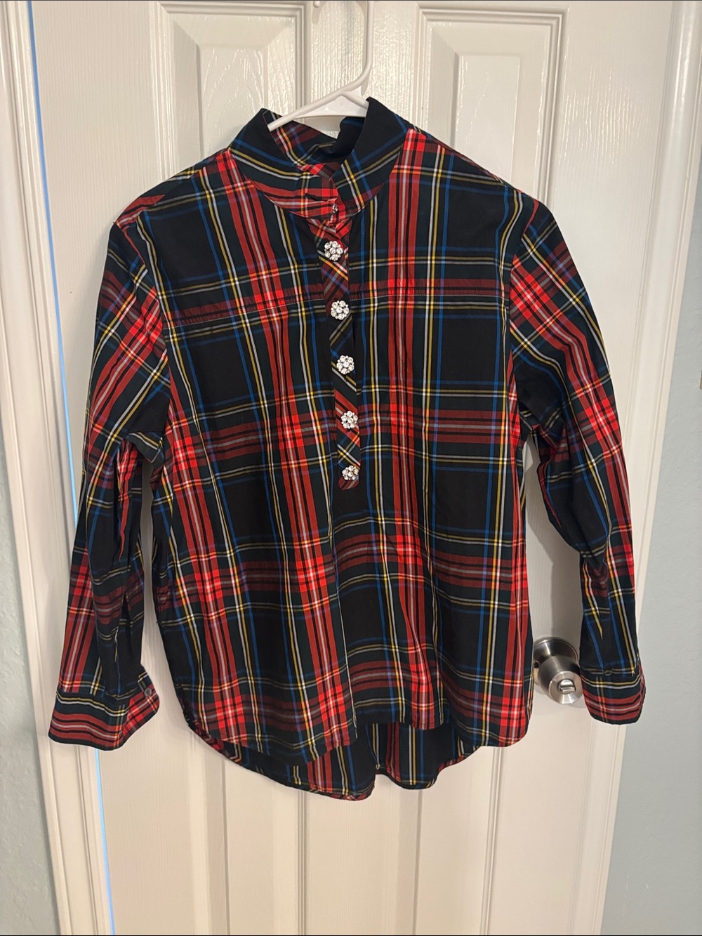 JCrew holiday plaid tunic shirt Christmas size 6